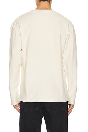 Rhythm Vintage Terry Long Sleeve Henley in White