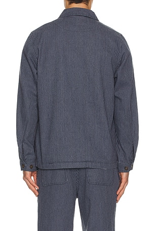 Rhythm Hickory Stripe Work Shirt in Blue