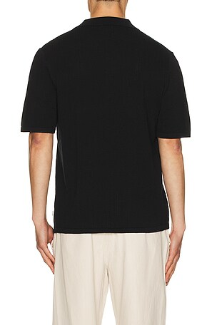Rhythm Textured Knit Johnny Polo in Black. Size XL/1X. Also