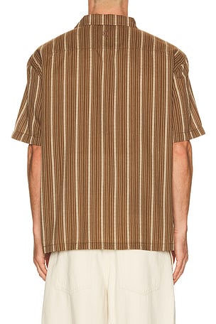 Rhythm West Winds Stripe Shirt in Brown. Size S. Also