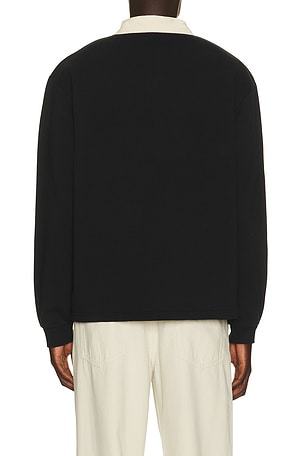 Rhythm Vintage Rugby Polo in Black