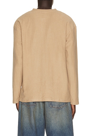 Rhythm Vintage Terry Long Sleeve Henley in Cream
