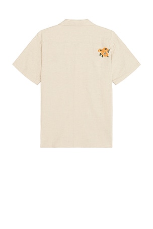 Rhythm Embroidered Seersucker Short Sleeve Shirt in Cream