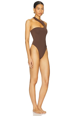 Riot Swim Mason High-Neck One Piece Swimsuit in Chocolate