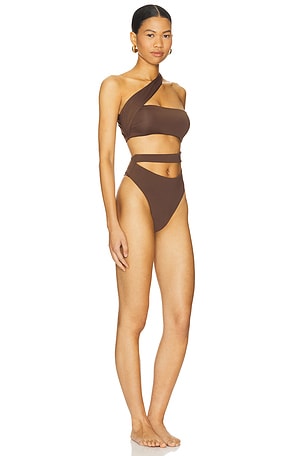 Riot Swim Paloma Asymmetrical One Piece Swimsuit in Chocolate