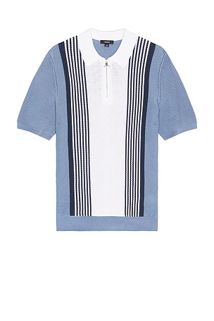 Berlin Half Zip Stripe Colourblock Textured Polo Reiss