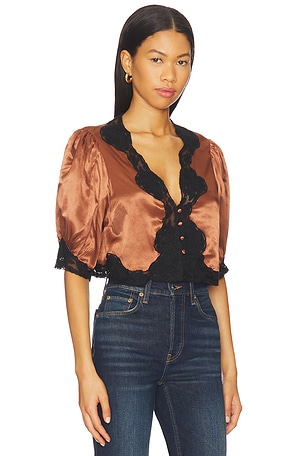RIXO Yasmin Top in Cognac. Size XXXL. Also