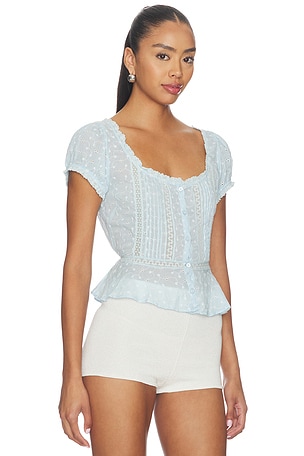 RIXO Sandi Top in Blue