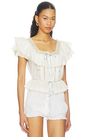 RIXO Melisa Top in Ivory