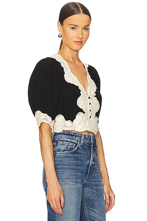 RIXO Yasmin Top in Black