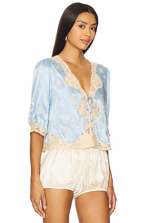 RIXO Ursula Top in Baby Blue