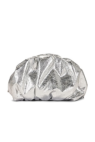 Rebecca Minkoff Ruched Clutch in Metallic Silver