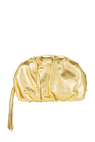 Rebecca Minkoff Ruched Clutch in Metallic Gold