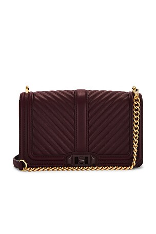 Rebecca Minkoff Chevron Quilted Love Crossbody in Burgundy