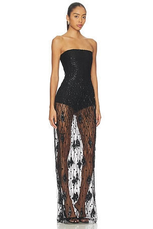 Rahul Mishra Sequined Corset Maxi Dress in Black