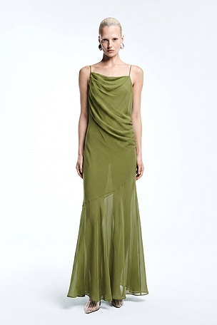 REVOLVE LOS ANGELES Siagre Silk Backless Gown in Green