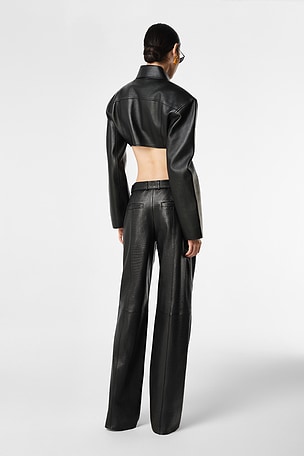 REVOLVE LOS ANGELES Agnes Cropped Leather Jacket in Black