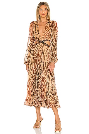 rococo sand midi dress ROCOCO SAND Zazu Midi Dress in Motley Tropical