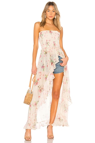 ROCOCO SAND x REVOLVE Strapless Maxi Dress in Rose Floral | REVOLVE