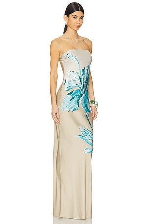 ROCOCO SAND Strapless Maxi Dress in Beige