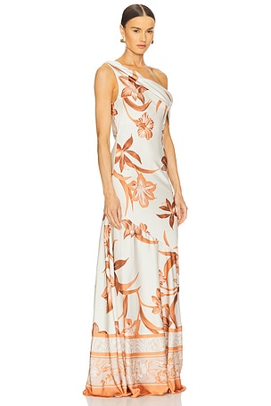 ROCOCO SAND One Shoulder Maxi Dress in Burnt Orange