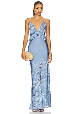 Cross Back Peplum Maxi Dress ROCOCO SAND