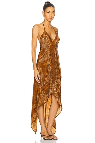 ROCOCO SAND High Low Handkerchief Dress in Brown