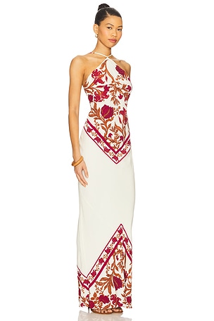 ROCOCO SAND Bias Halter Maxi Dress in Ivory