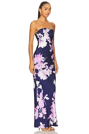 ROCOCO SAND Strapless Maxi Dress in Navy,Lavender
