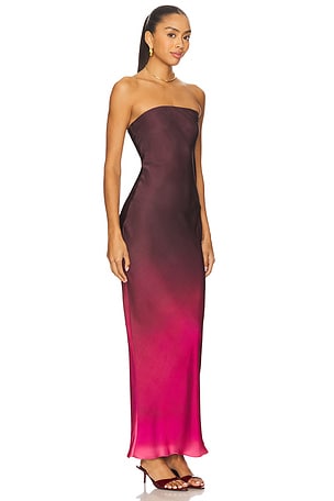 ROCOCO SAND Strapless Maxi Dress in Wine. Size XS. Also