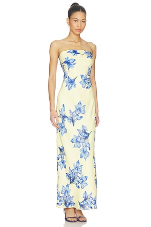 ROCOCO SAND Strapless Maxi Dress in Yellow
