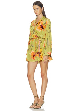 ROCOCO SAND Mini Dress With Detachable Belt in Olive