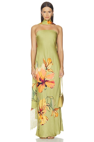 МАКСИ ПЛАТЬЕ STRAPLESS MAXI DRESS WITH FRINGE ROCOCO SAND