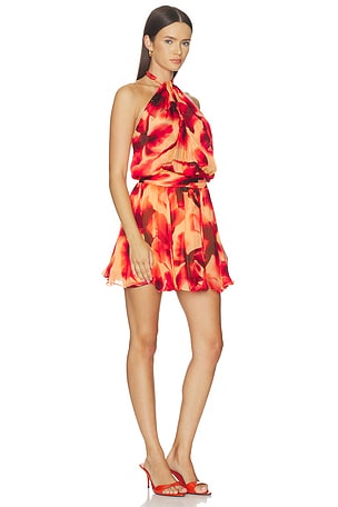 ROCOCO SAND Sash Tie Mini Dress in Orange