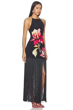 Rococo sand menivestido ruched bias frenged meni dress en color negro