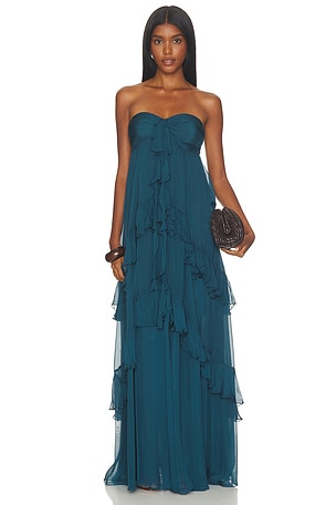 Strapless Ruffle Maxi Dress ROCOCO SAND