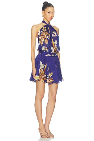 ROCOCO SAND Sash Tie Mini Dress in Navy