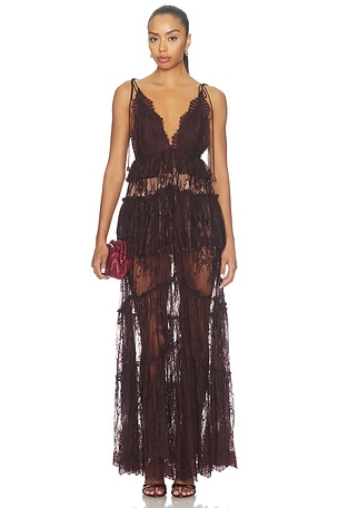 Lace Frill Maxi Dress ROCOCO SAND