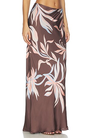 ROCOCO SAND Floral Maxi Skirt in Brown
