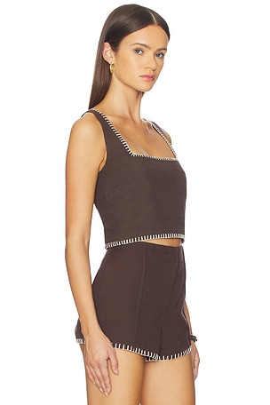ROCOCO SAND Square Neck Boxy Top in Brown