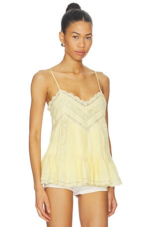 ROCOCO SAND Lace Detail Top in Lemon