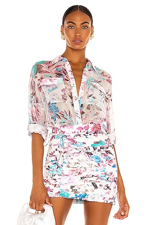 ANINE BING Row Shirt in Ivory Daisy Print REVOLVE