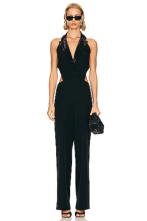 L'Agence Echo Belted Snake-print Jumpsuit in Blue | Lyst
