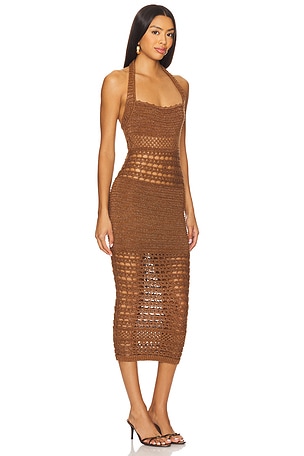 retrofete Jaycee Crochet Dress in Brown