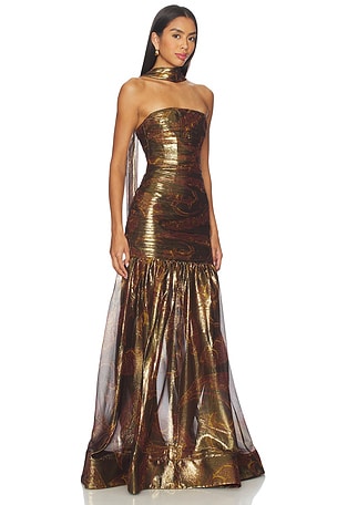 retrofete Syden Dress in Metallic Gold. Size XS. Also