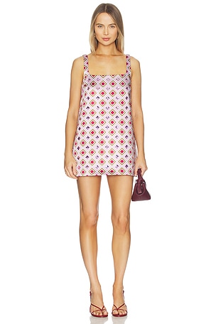 Zephyra Dress in Lavender Geometric Tile retrofete