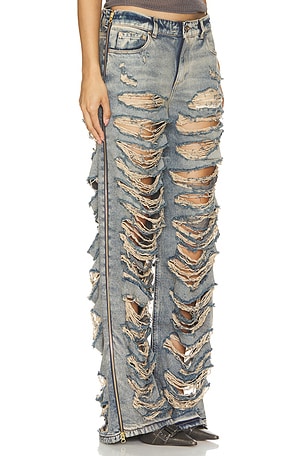 retrofete Chanti Destroyed Flare in Denim-Medium