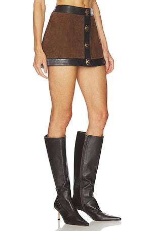 retrofete Lisbeth Leather Skirt in Chocolate