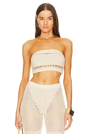 Luiz Strapless Top in Ivory And Gold retrofete