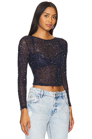 retrofete Torrey Sequin Top in Navy